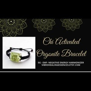 PERIDOT ORGONITE BLACELET.EMF 5G HARMONIZER